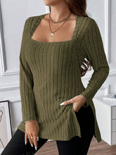 Plus Size Square Neck Long Sleeve Top OutfitFlow